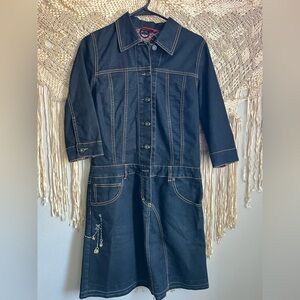 Oilily ~ Women’s 3/4 Sleeve Drop Waist Denim Dress with Charms in size 36